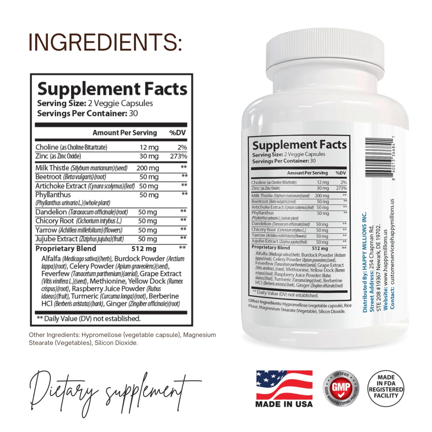 HAPPY MILLIONS Liver Support Supplement Capsule, 60 Count
