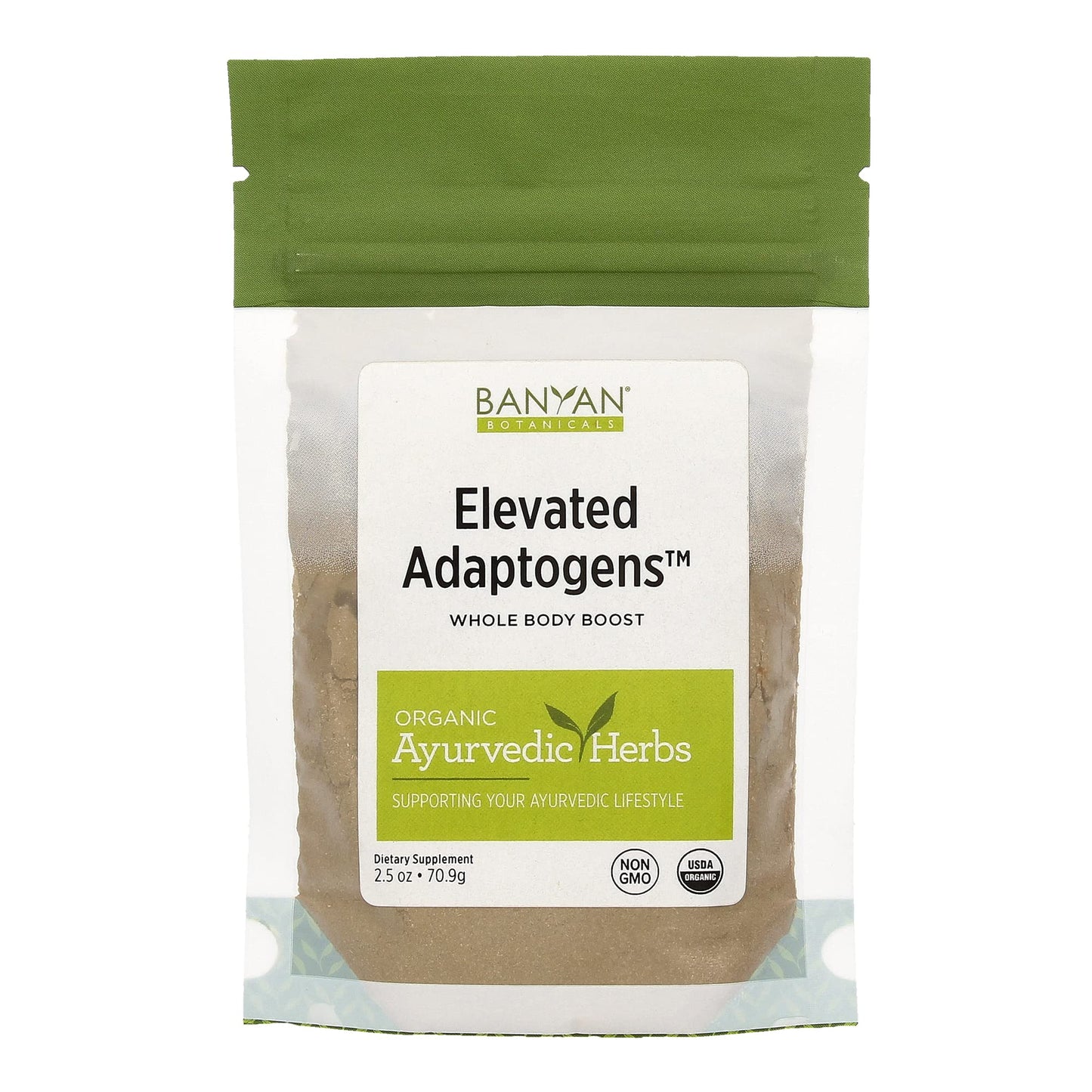 Banyan Botanicals Elevated Adaptogens Organic Superfood Powder with Moringa, Ashwagandha & Tulsi, 2.5oz