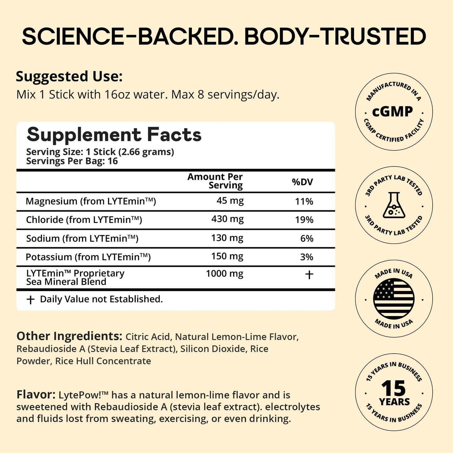 LyteLine Electrolytes Powder Sea Minerals Lemon-Lime Hydration Supplement, 8.1 Ounce