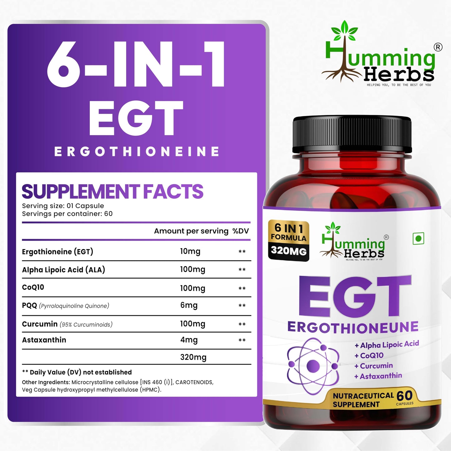 Humming Herbs EGT Supplement Capsule 60 Veg Caps