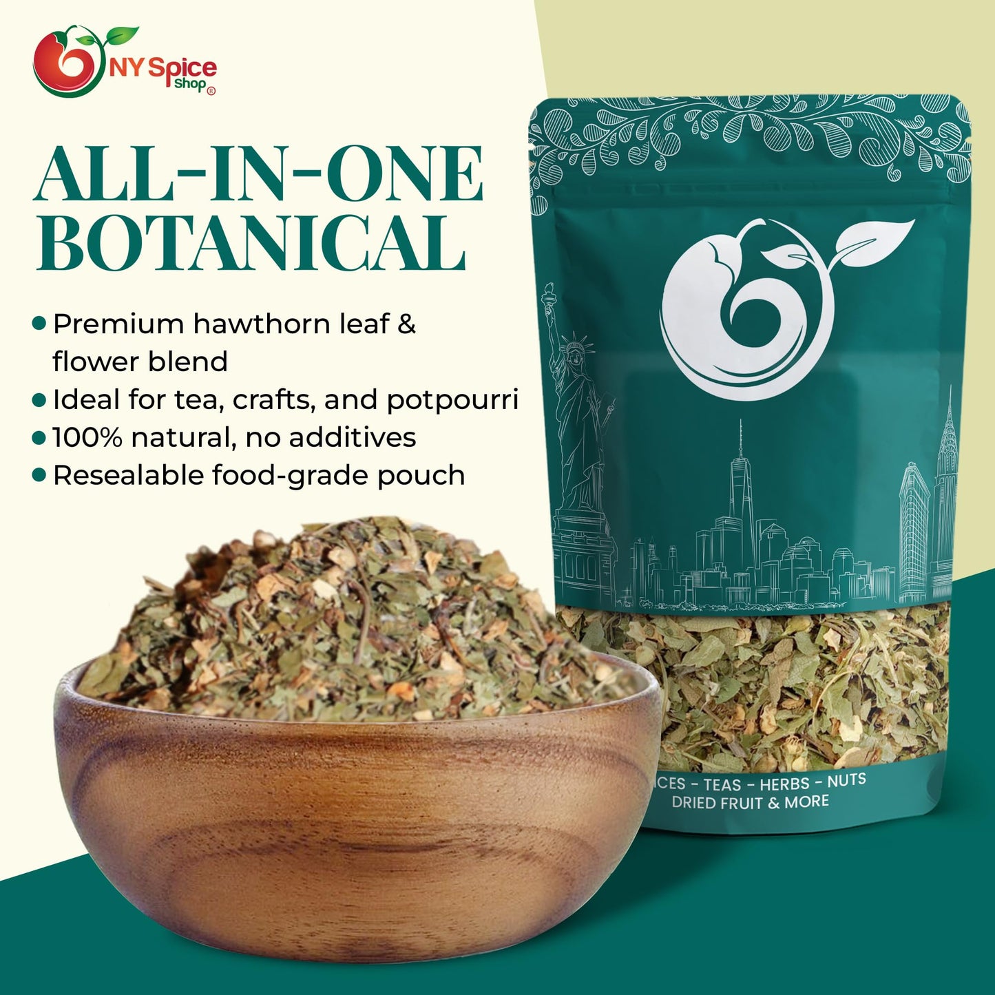 NY Spice Shop Hawthorn Leaf and Flower Cramp Bark Powder 2 Ounce