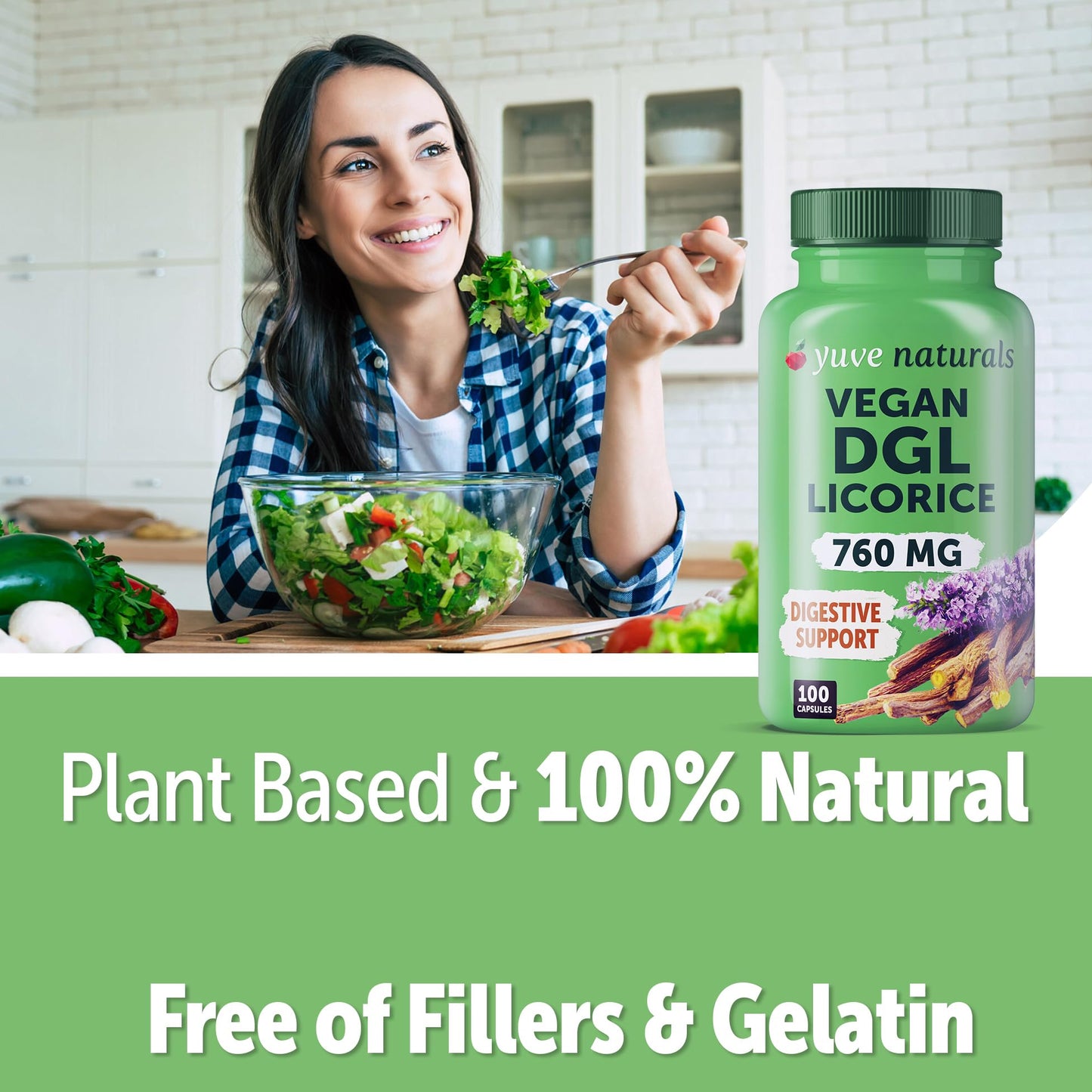 Yuve Vegan DGL Licorice 760mg Capsule 100 Count