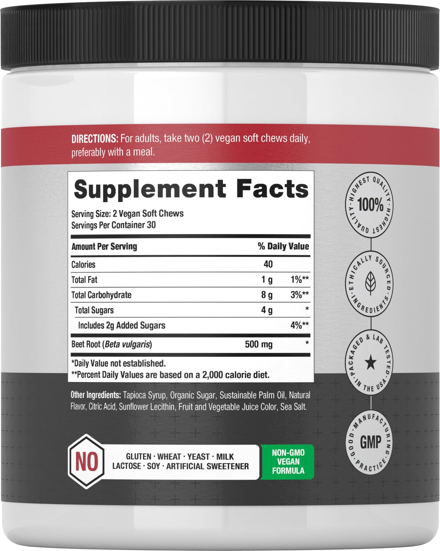 Horbäach Nitric Oxide Beet Root Soft Chews, 60 Count