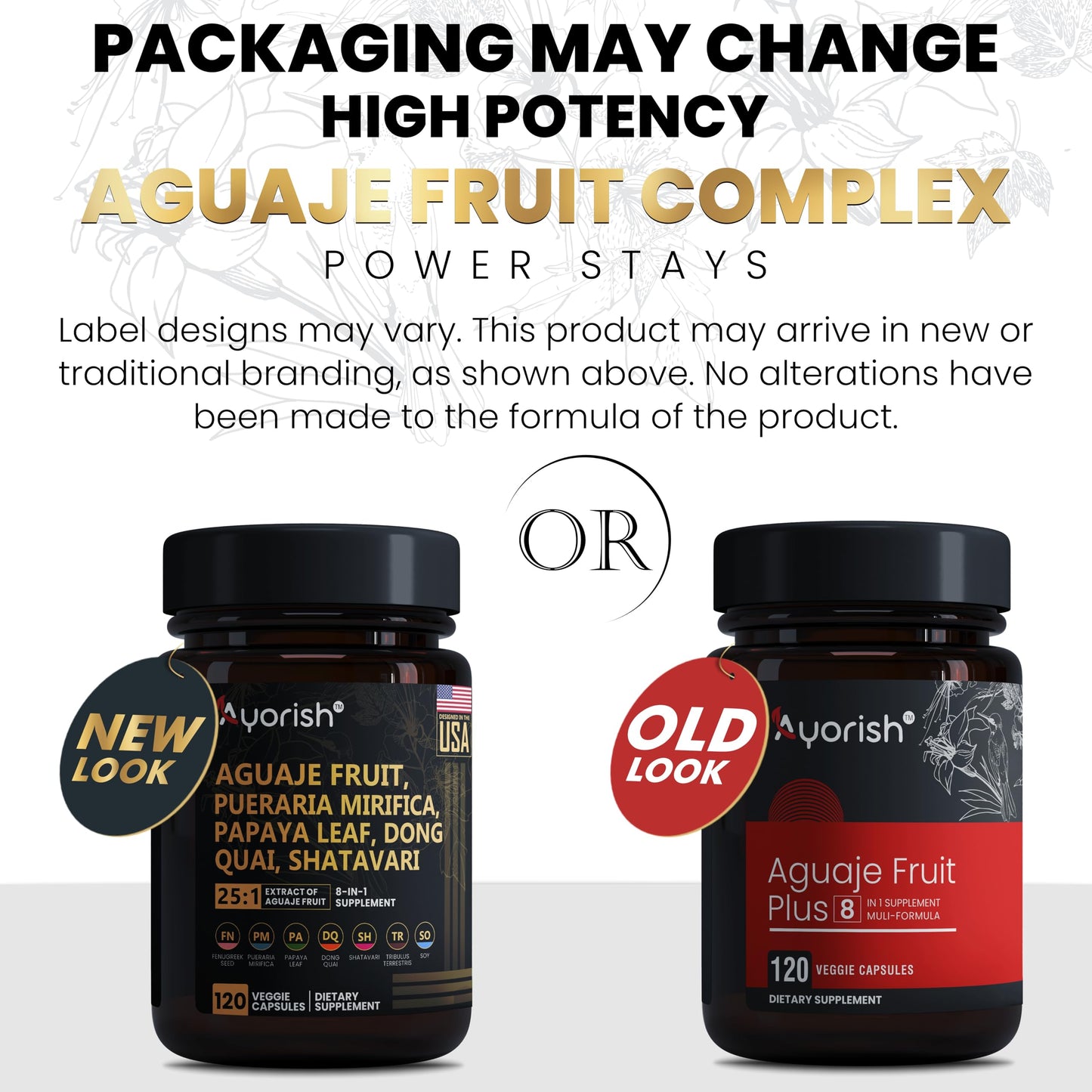 Ayorish Aguaje Fruit Supplement 1000mg 25:1 with Pueraria Mirifica, Papaya Leaf, Dong Quai, Shatavari, Wild Yam, Fenugreek Seed Capsules 120