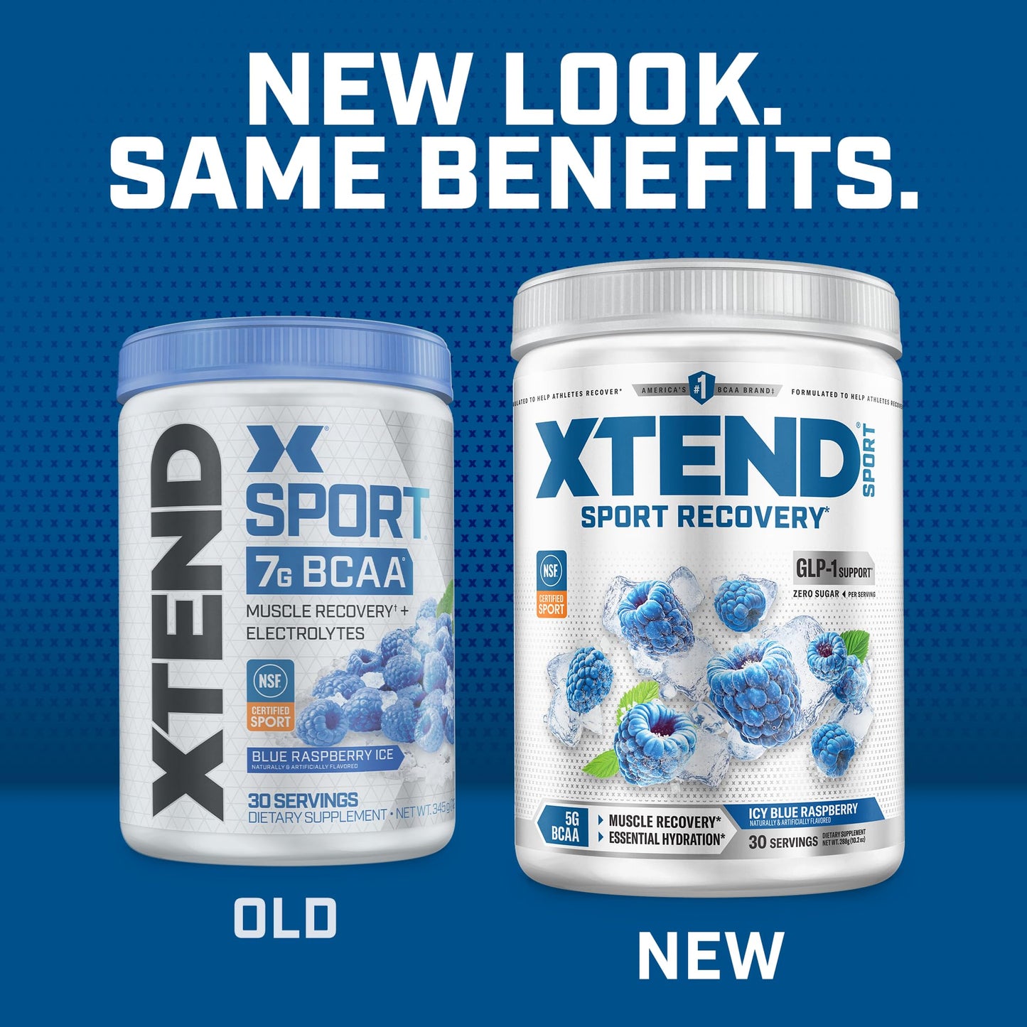 Scivation XTEND Sport BCAA Powder Blue Raspberry Ice Electrolyte Powder for Recovery & Hydration with Amino Acids, 12.2 oz