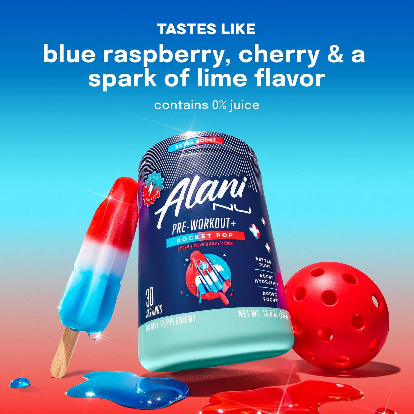 Alani Nu Pre Workout+ Powder Rocket POP, 13.8 Ounce