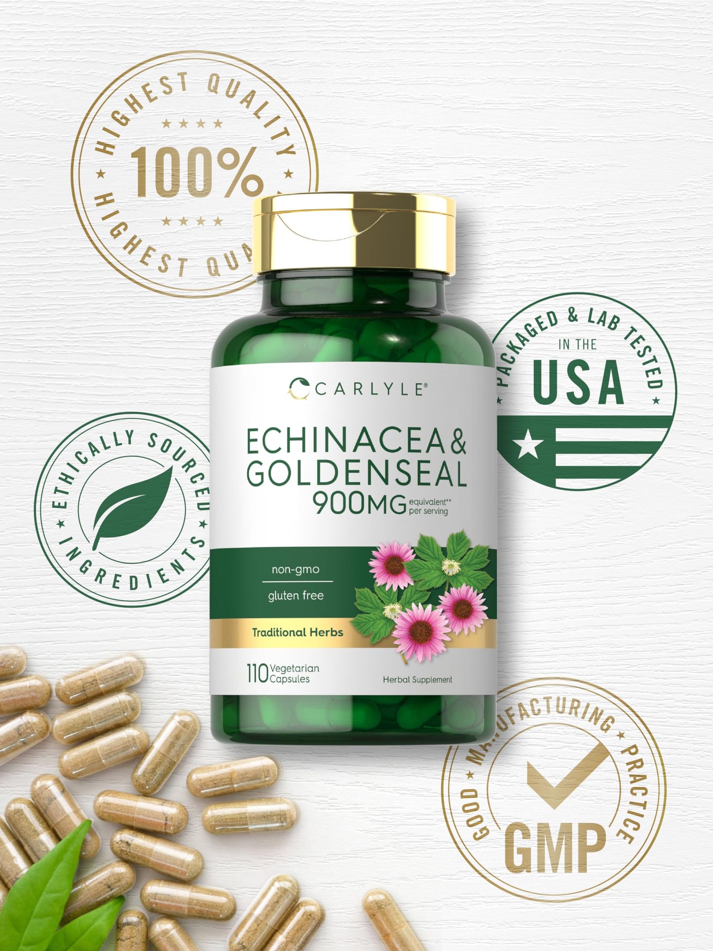 Carlyle Echinacea Goldenseal Capsules 110 Count