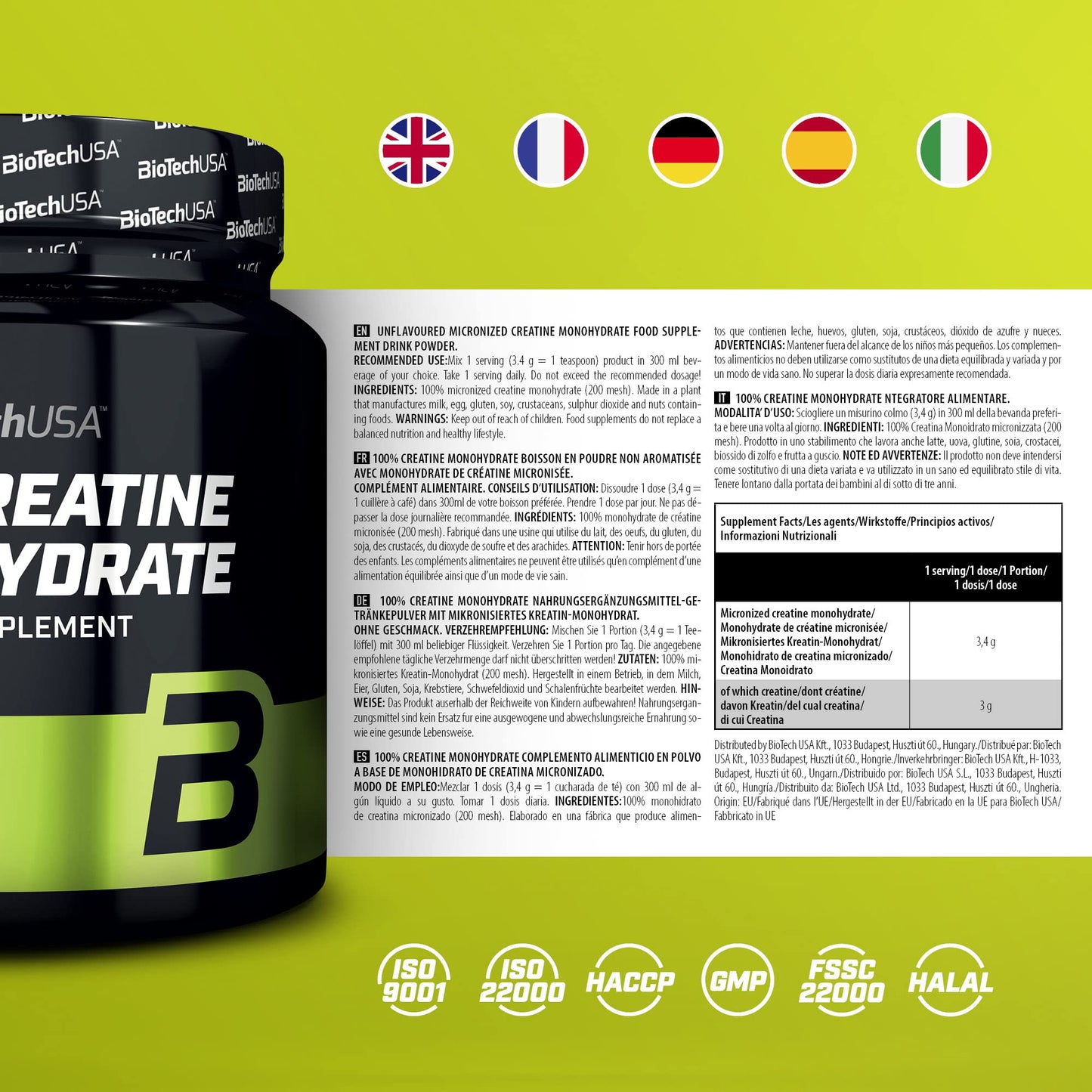 BioTechUSA Creatine Monohydrate Powder 10.58 oz