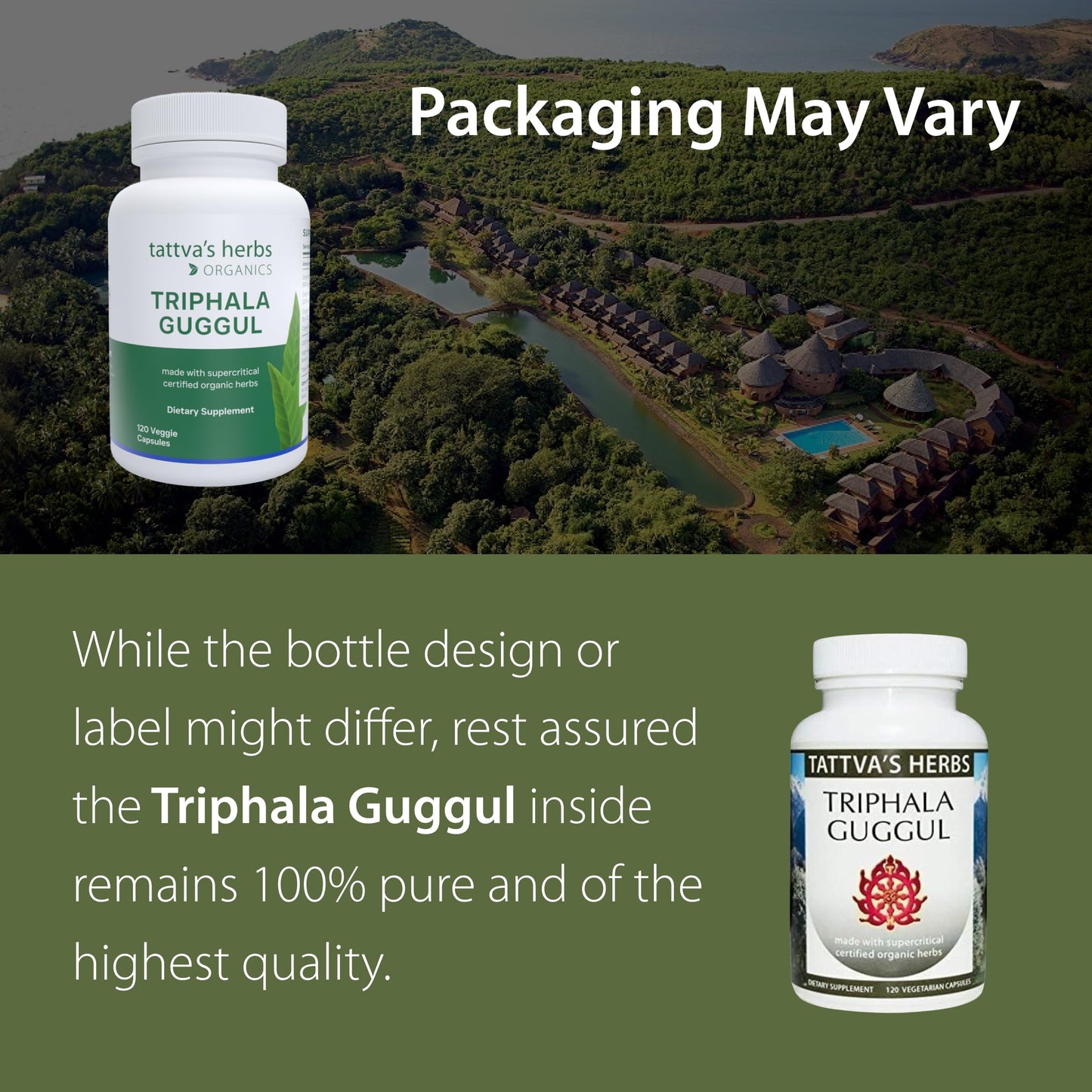 Tattva's Herbs Triphala Guggul Herbal Supplement Capsules, 120 Count