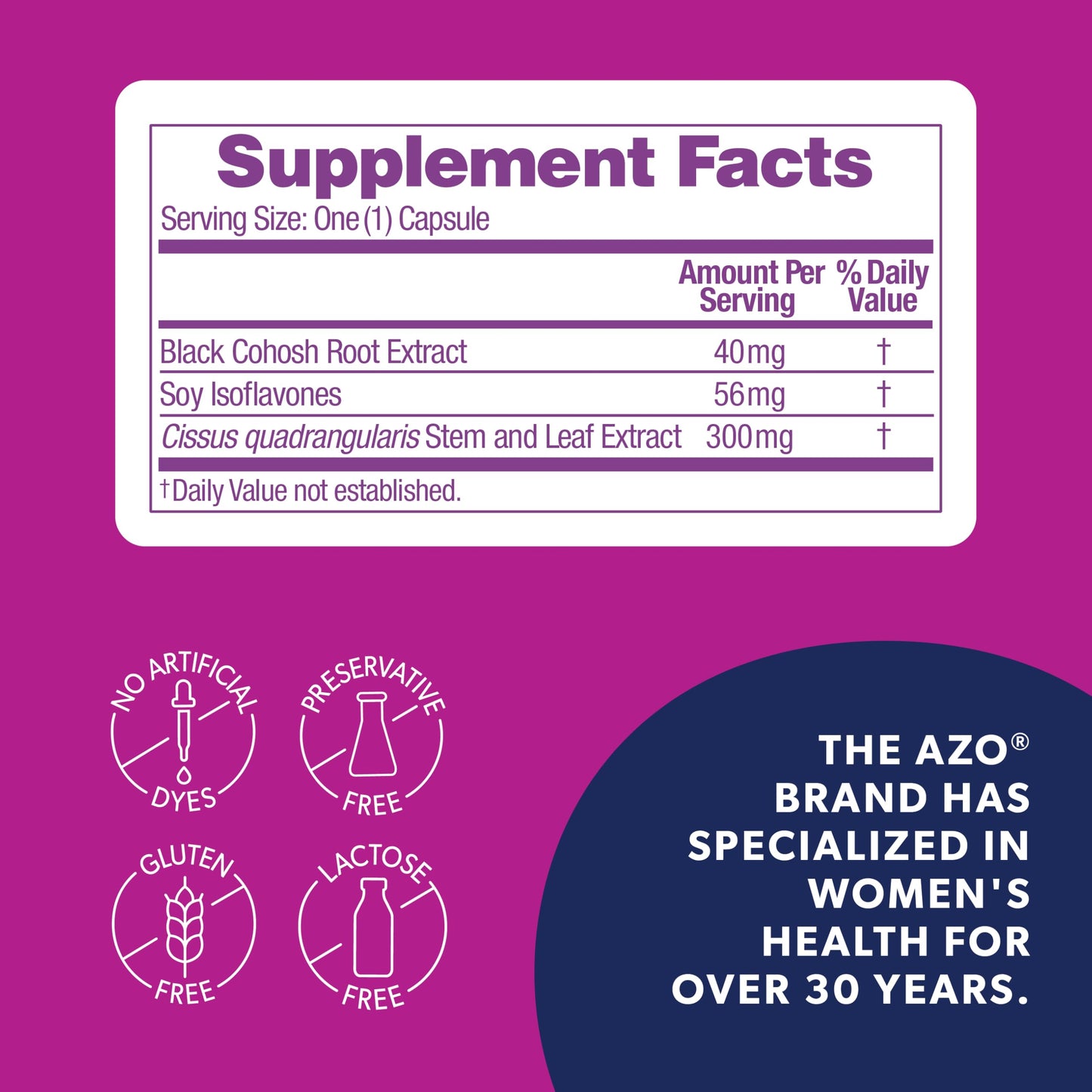 AZO Daily Pre-Menopause Relief Perimenopause Supplements for Women, Hot Flash and Night Sweat Support, Healthy Weight Management, 12 Capsules