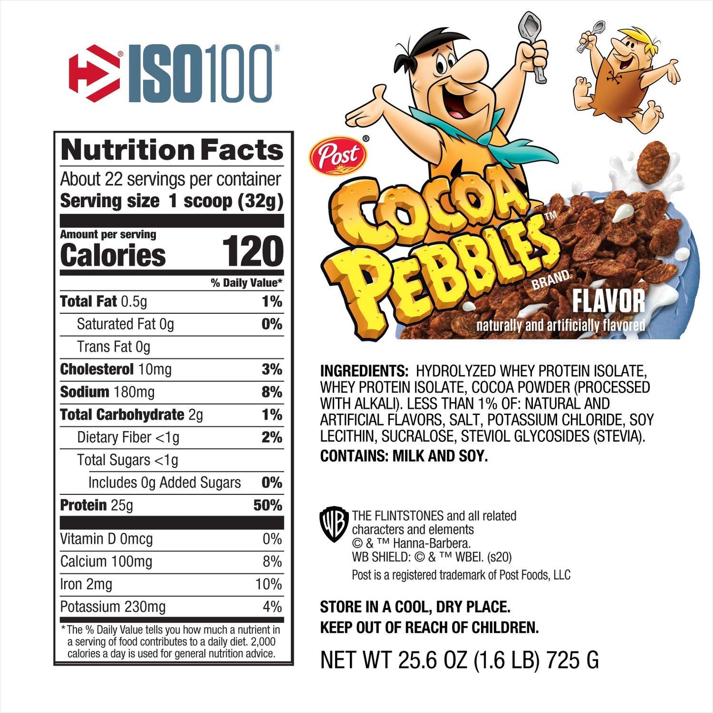 Dymatize ISO100 Hydrolyzed 100 Whey Protein Isolate Cocoa Pebbles Powder 25.6 oz