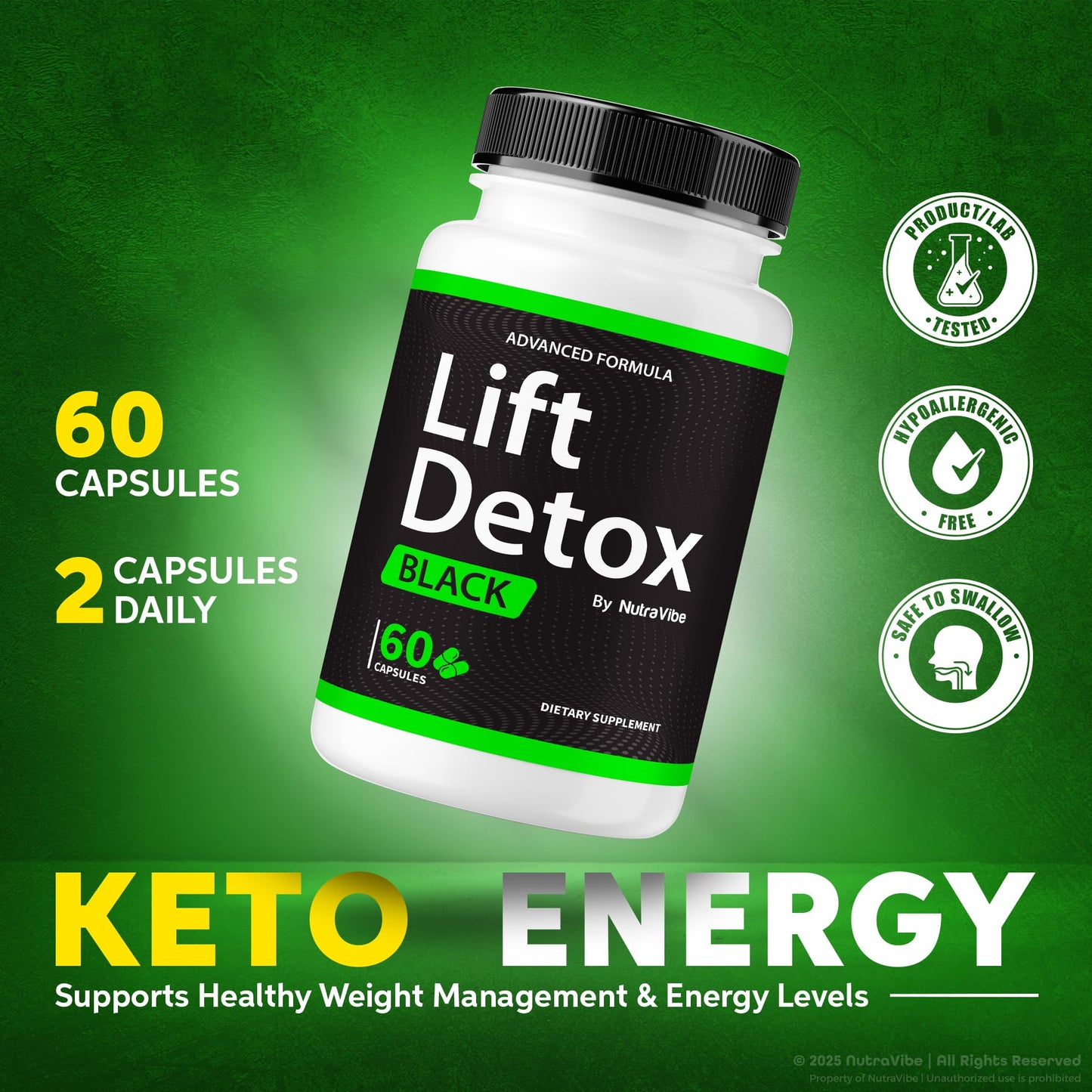 NutraVibe Lift Detox Black 120 Capsules