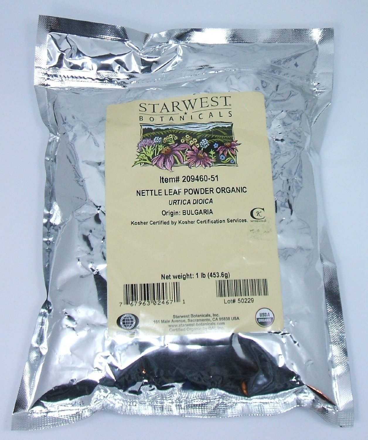Starwest Botanicals Organic Nettle Leaf Powder 16 Ounces