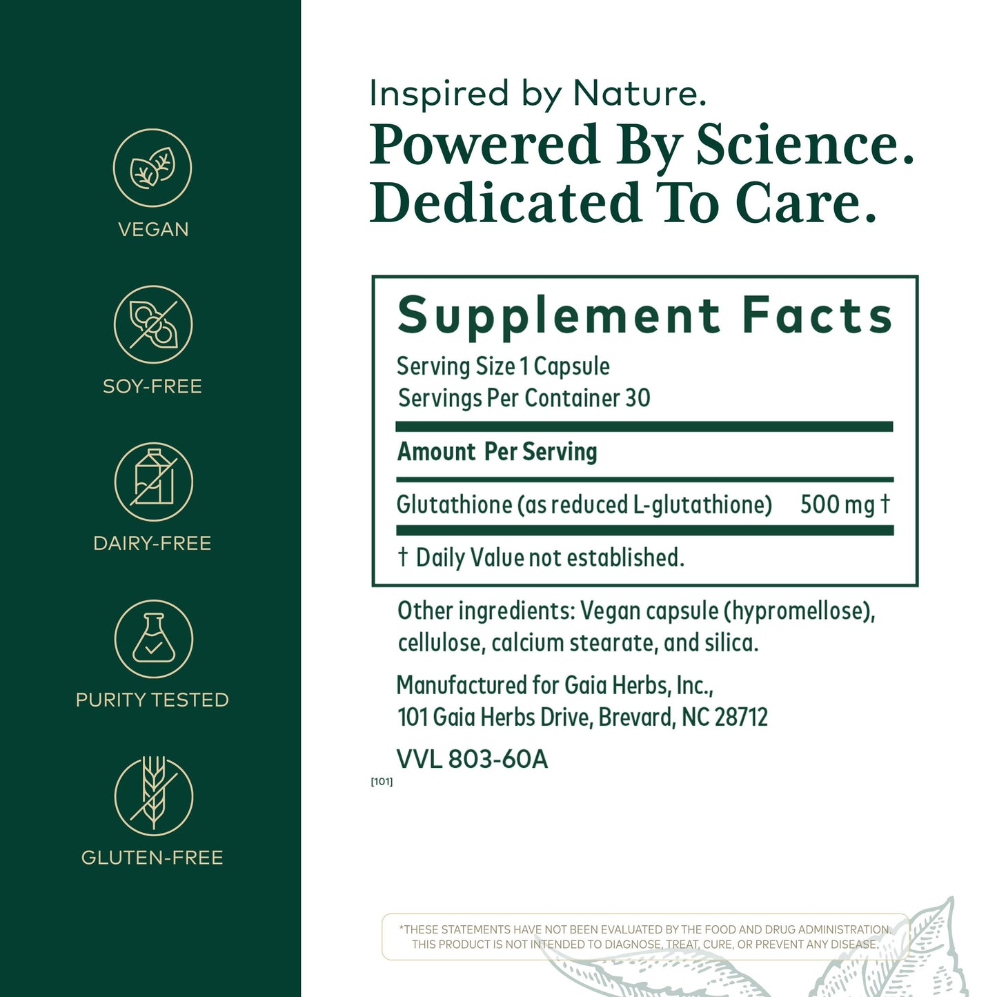 Gaia Herbs PRO Glutathione 500 Capsule, 30 Capsules