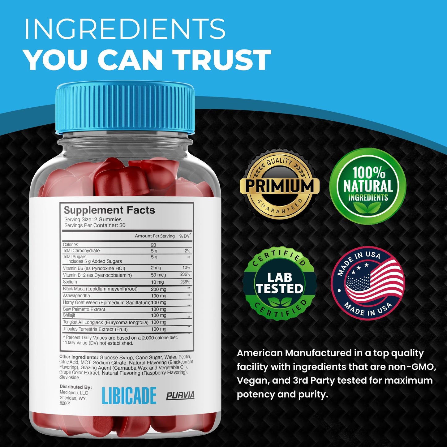 Purvia Libicade Gummies 120 Count
