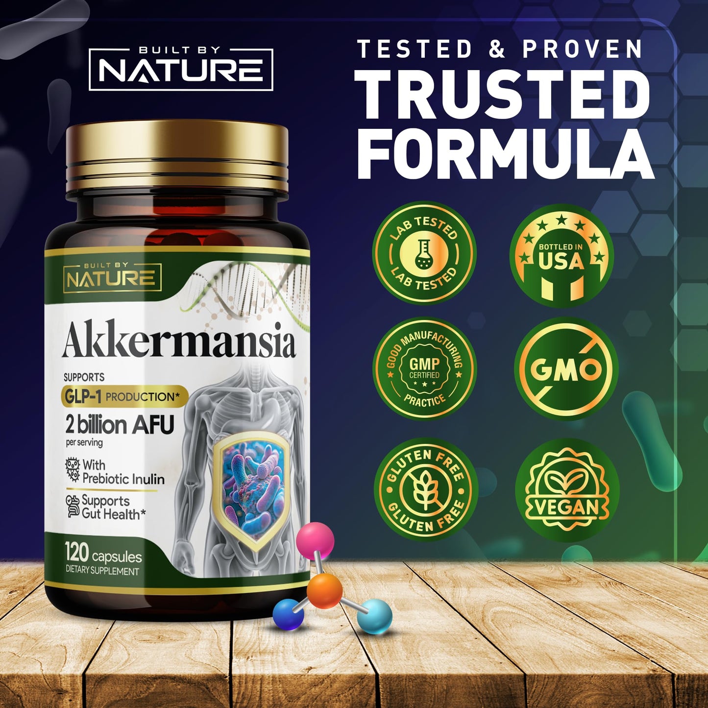 Built by Nature Akkermansia Muciniphila Probiotic Capsules, 120