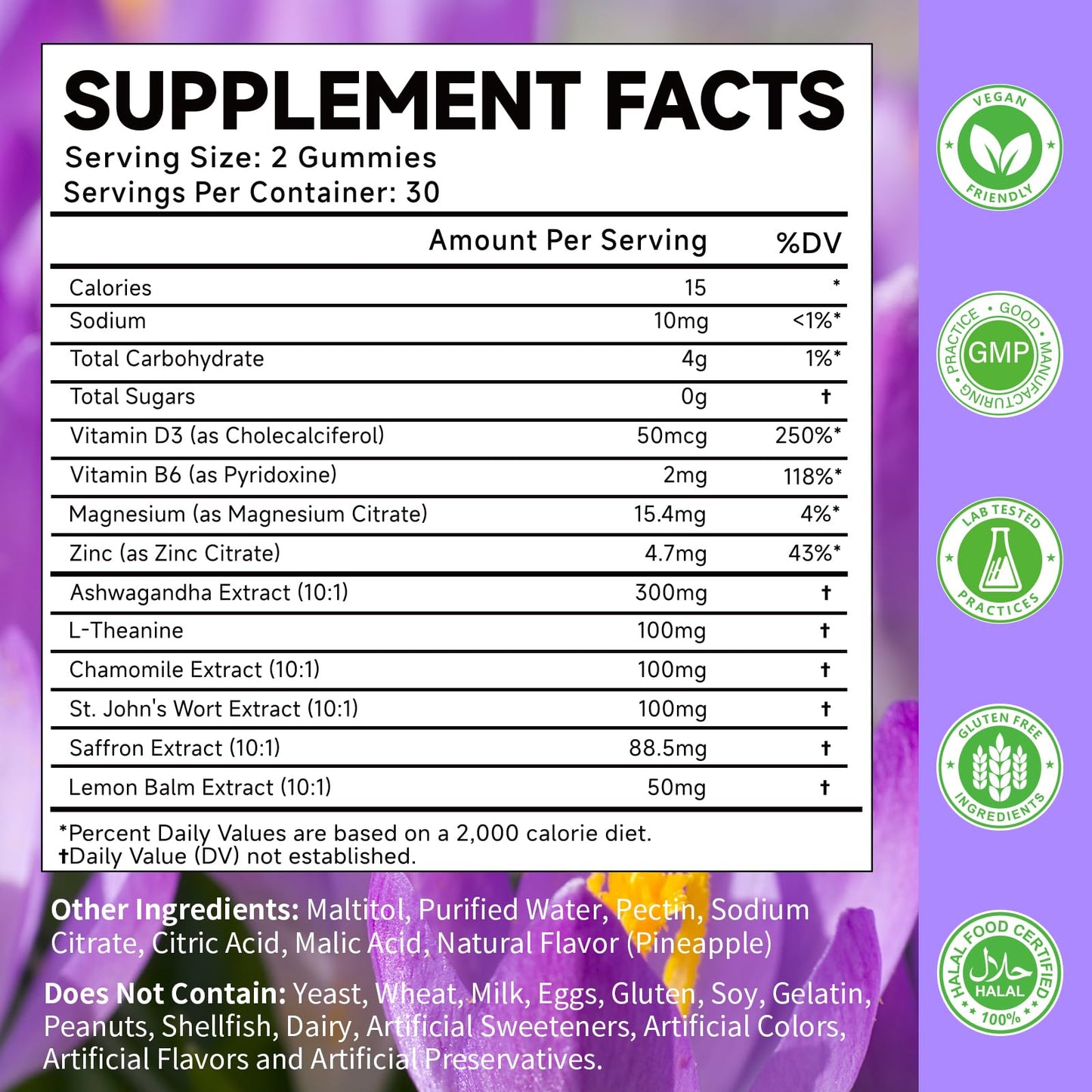 MOORGUMY Saffron Gummies for Adult Kids, 10-IN-1 Cortisol Support Supplement with Saffron 88.5mg, Vitamin D3, B6, Magnesium, Zinc, Ashwagandha, L-Theanine, St. John's Wort, For Emotions, Slumber, 60 Gummies