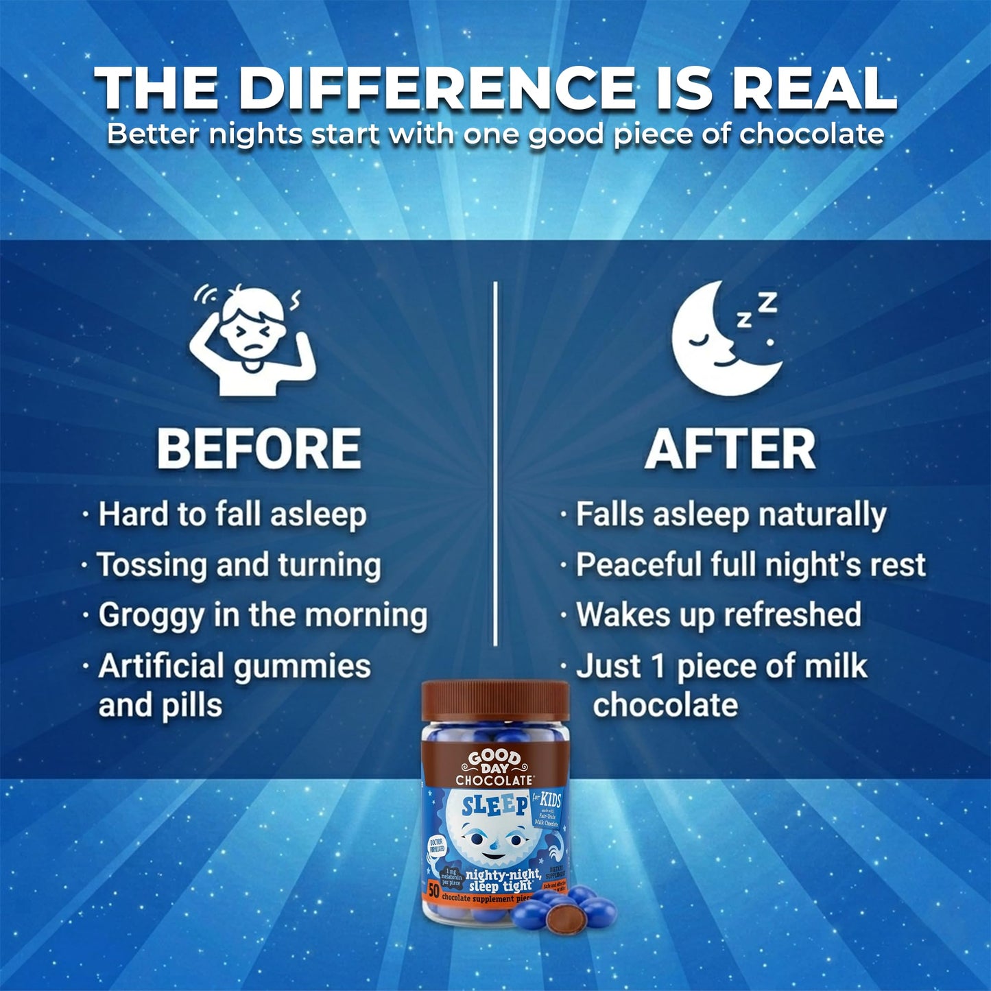 Good Day Chocolate Melatonin for Kids Chewable 100 Count