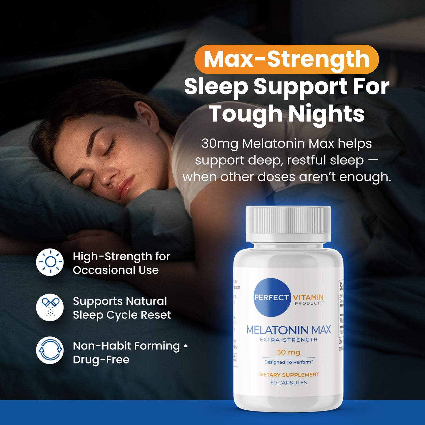 Perfect Vitamin Products Melatonin MAX 30mg Capsules, 60 Capsules