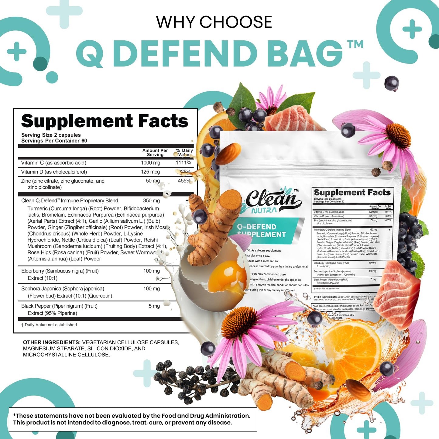 Clean Nutraceuticals Q Defend Quercetin Supplement Capsules 120 Count