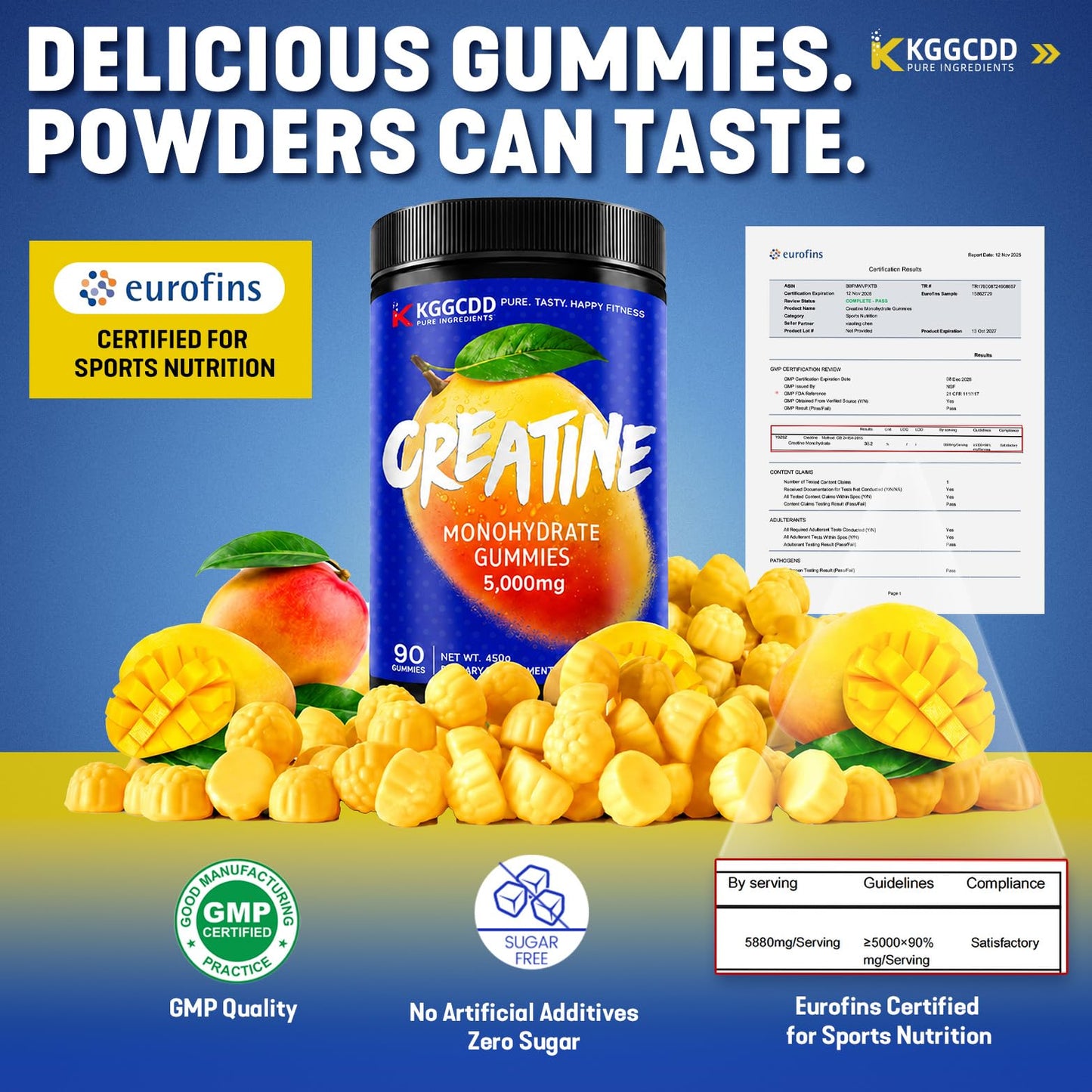 KGGCDD Creatine Monohydrate, Gummy, 90 Count