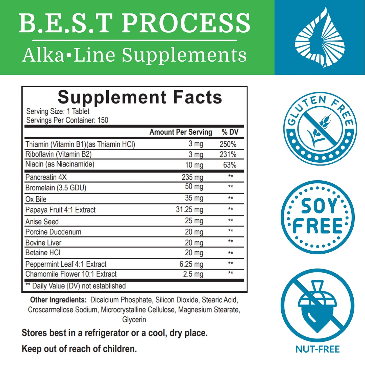 Morter HealthSystem AlkaPan Best Process Alkaline Natural Digestive Supplement Pancreatic Enzymes with Antioxidant-Rich Superfoods & Digestive Herbs, 150 Tablets