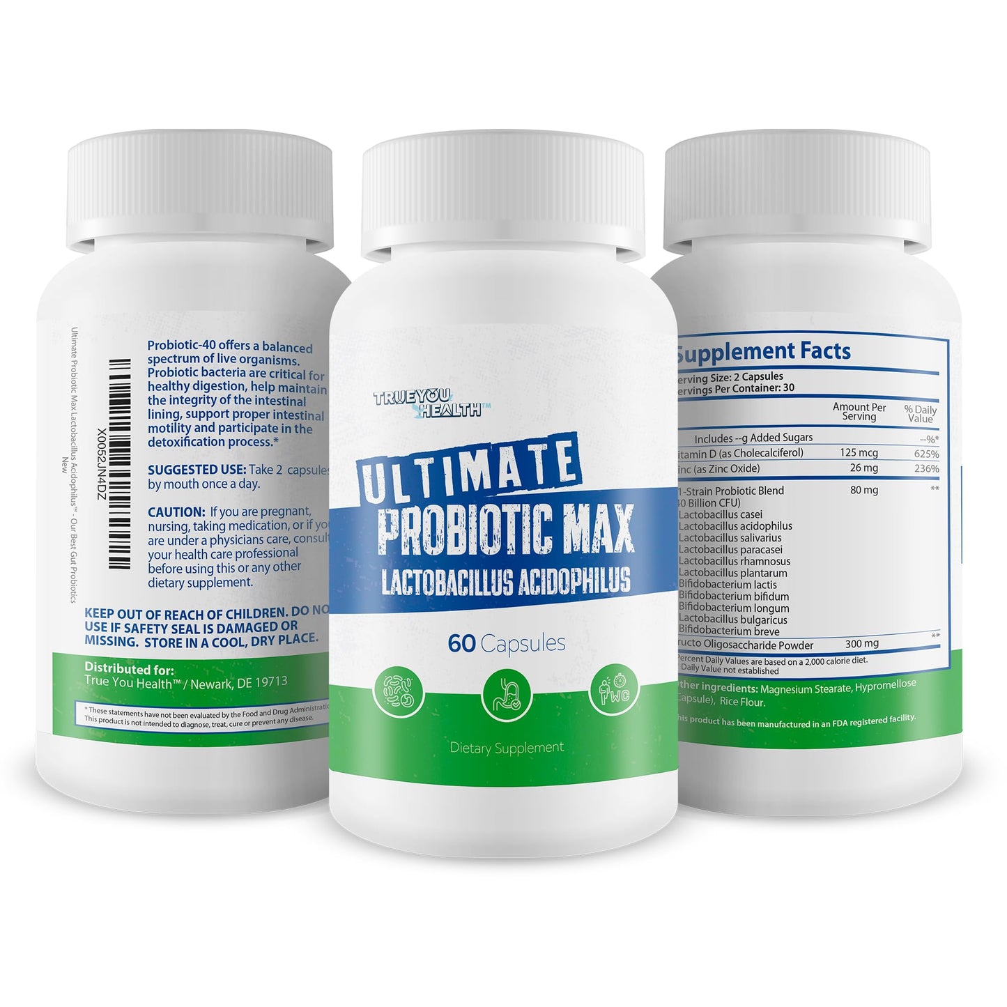 True You Health Ultimate Probiotic Max Lactobacillus Acidophilus Capsule, 60 Count