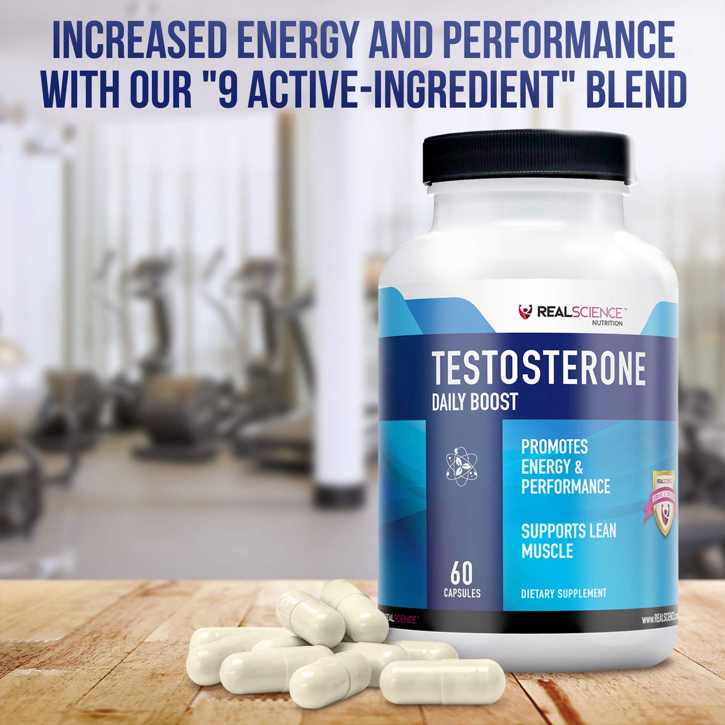Real Science Nutrition Daily Boost Free Testosterone Booster for Men Capsules 60 Count