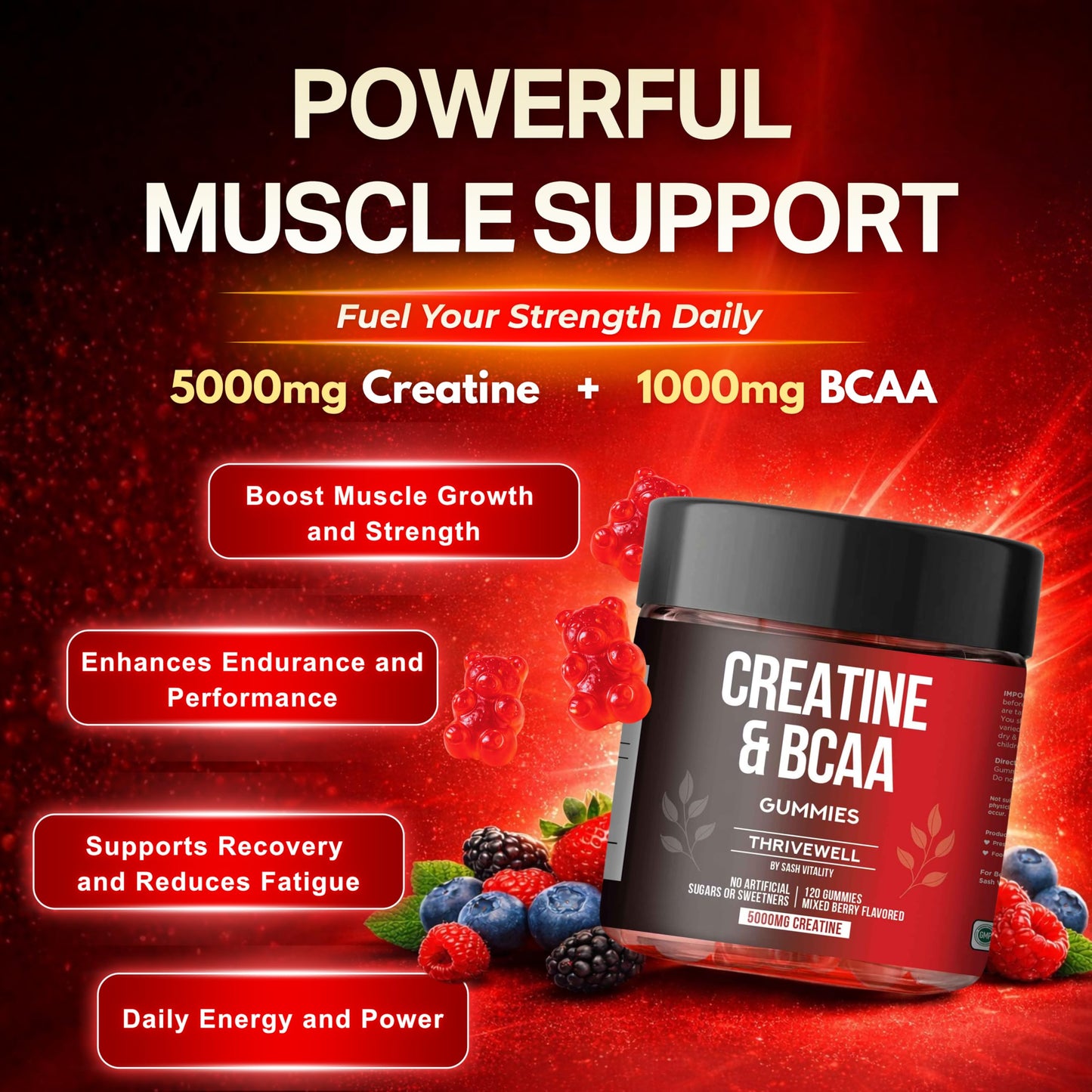 SASH Vitality Creatine Monohydrate Gummy 120