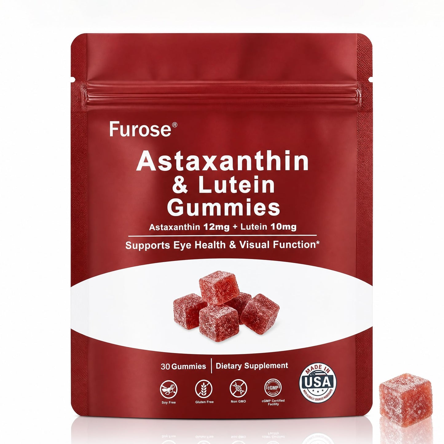 Furose Astaxanthin Gummies with Lutein 12mg, 30 Count