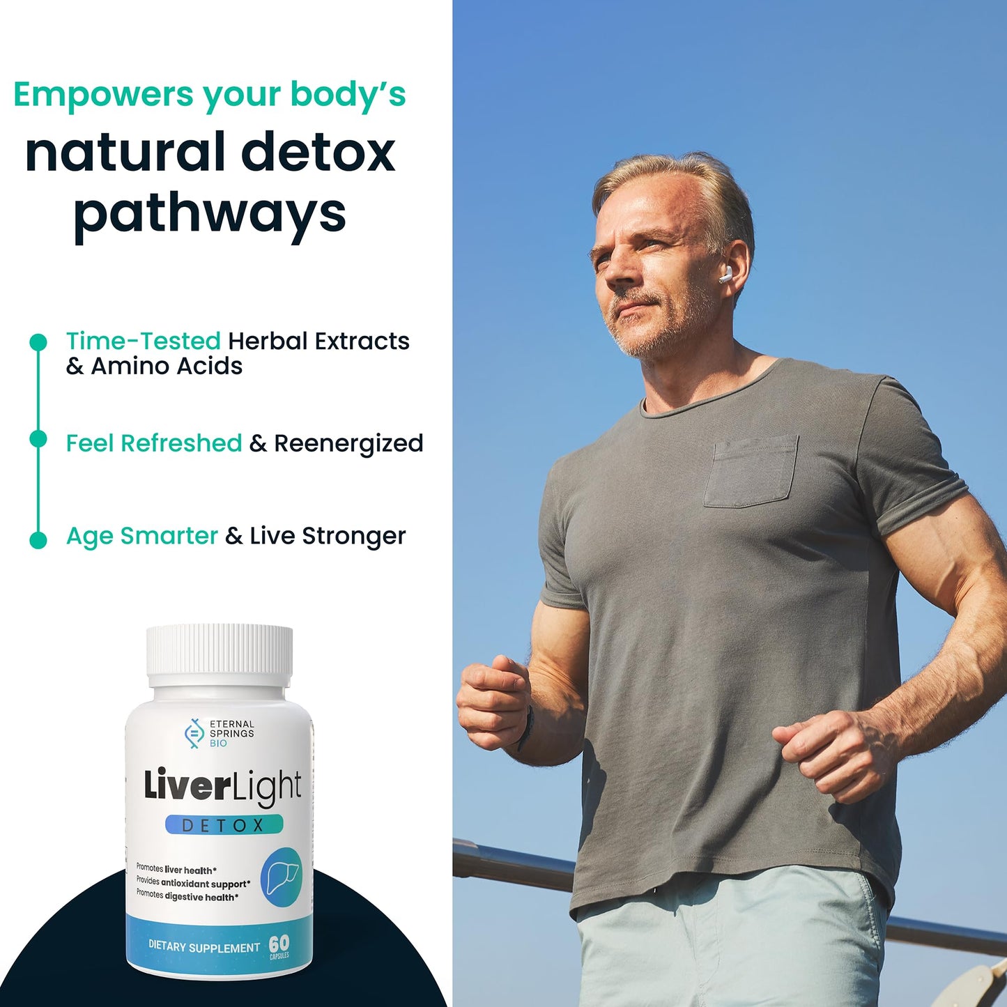 Eternal Springs Bio LiverLight Detox Herbal Supplement, 60 Capsules