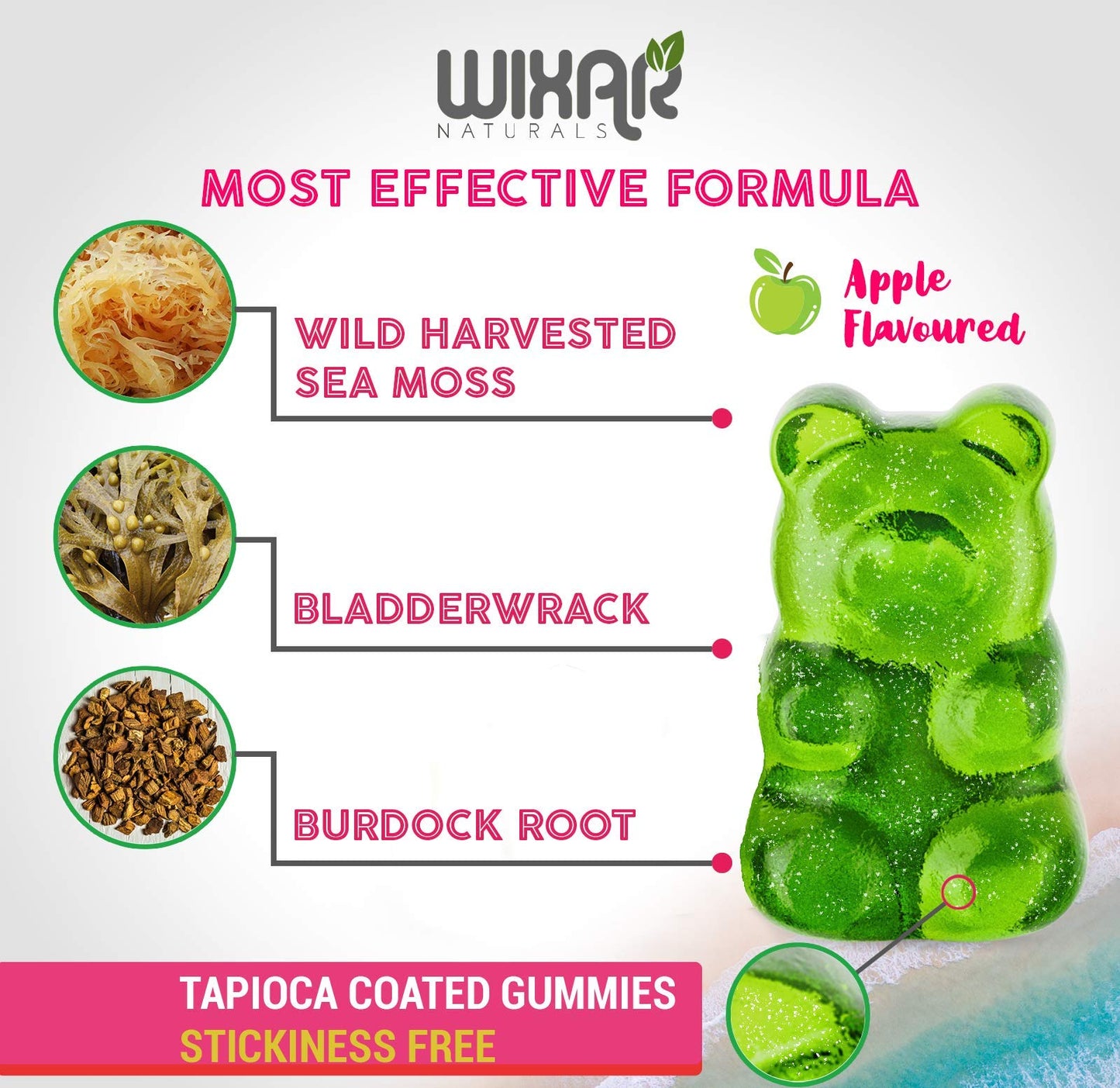 WIXAR NATURALS Sea Moss Gummies, 60 Count