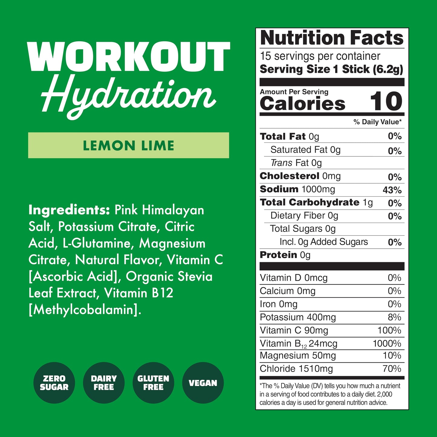 Waterboy Workout Hydration Electrolytes Powder, Lemon Lime, Sugar Free, 3.5 oz