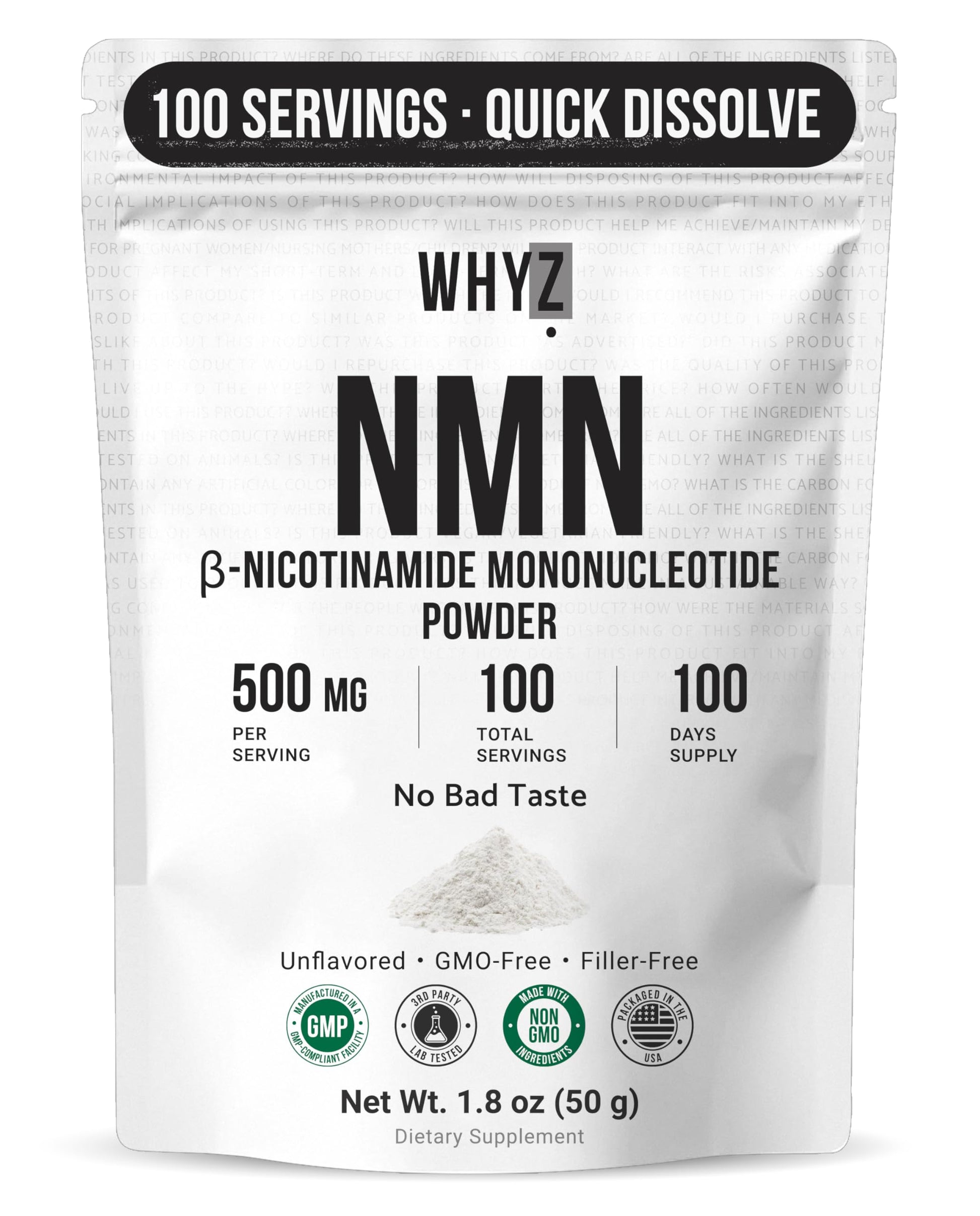 WHYZ NMN Powder (Nicotinamide Mononucleotide) 1.8 oz