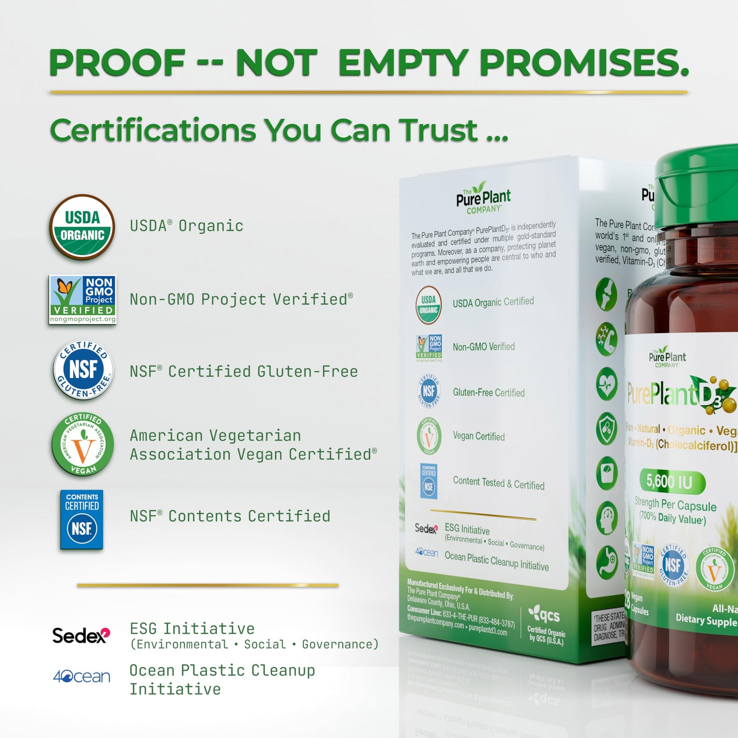 The Pure Plant Company PurePlantD3 Vegan Vitamin D3 5600 IU Organic Plant-Based Capsules, 28 Count
