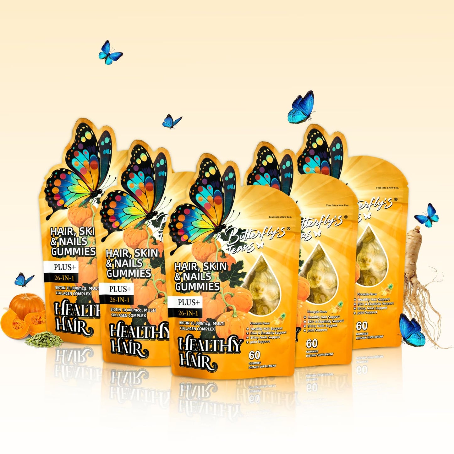 BUTTERFLY'S TEAR Hair, Skin & Nails Gummies 300 Count