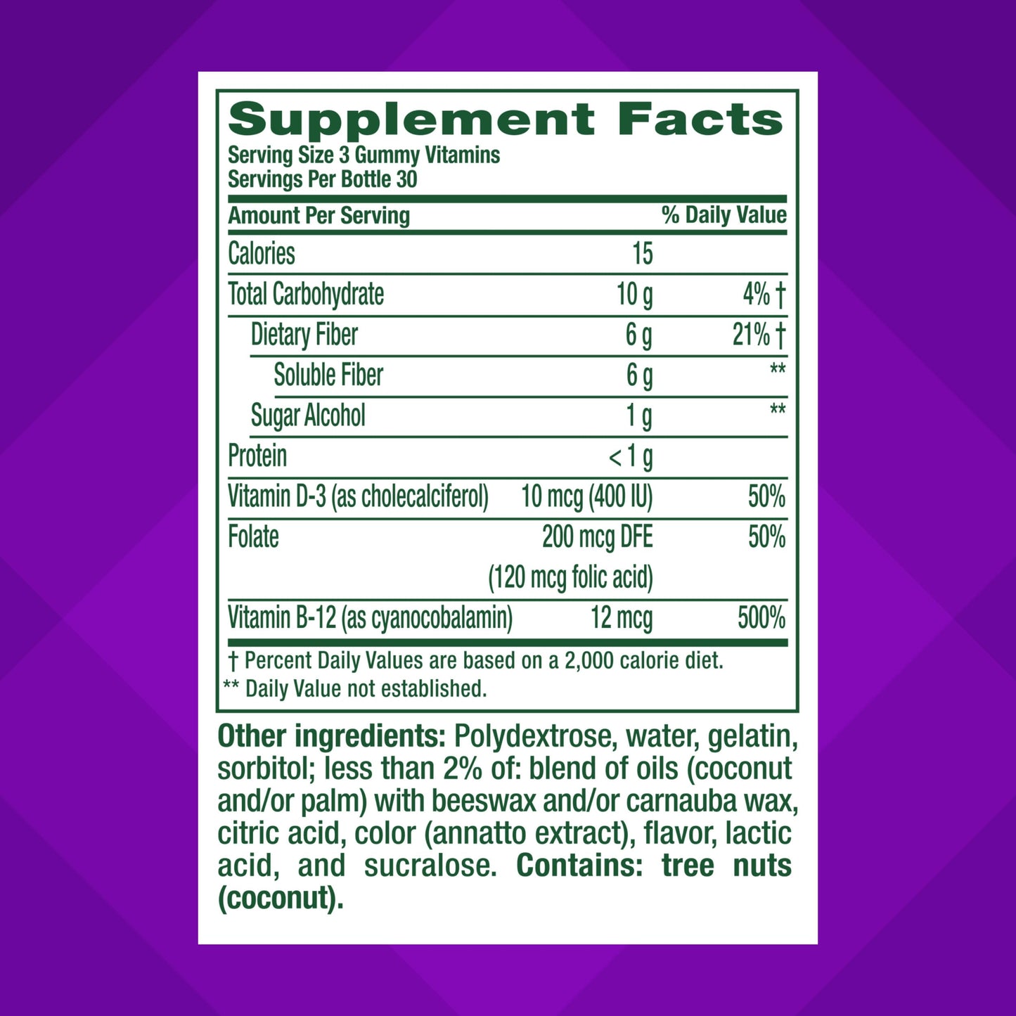 Vitafusion GLP-1 Support Fiber Plus Vitamins D, B12 and Folate Gummy, 90 Count
