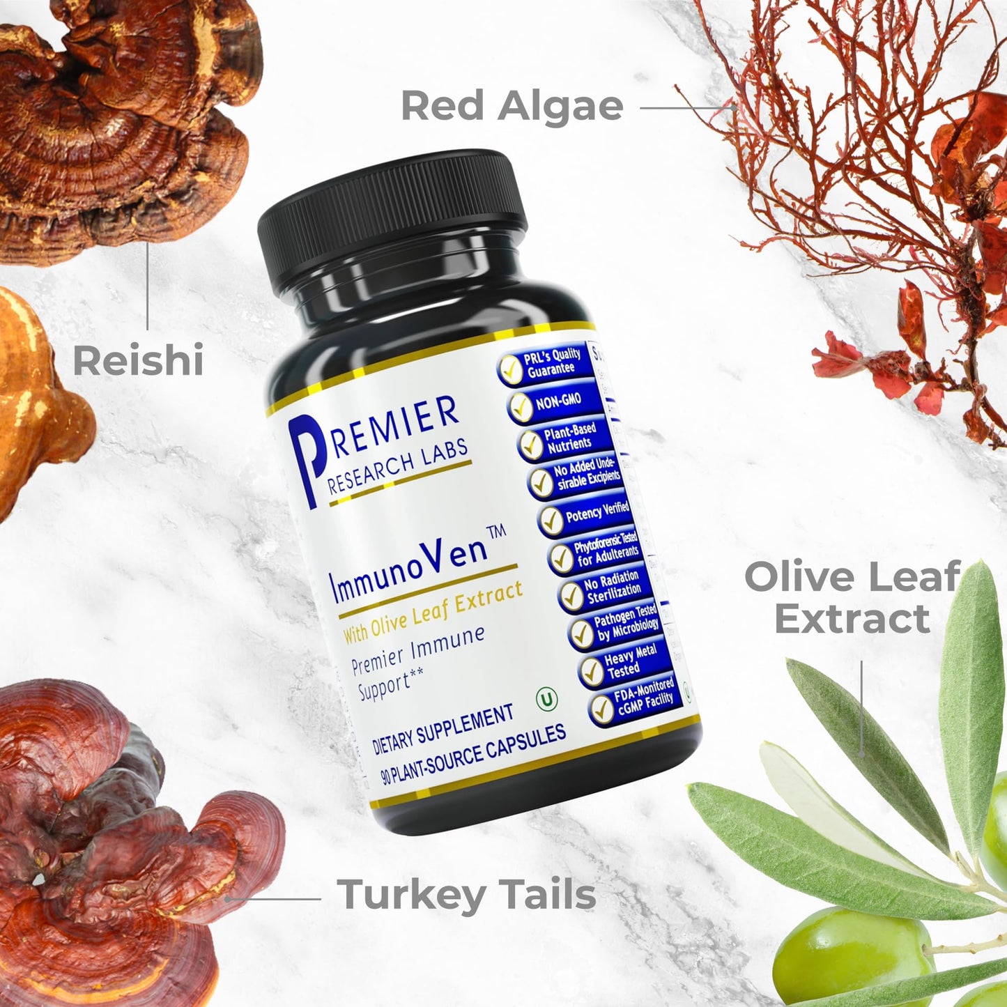 Premier Research Labs ImmunoVen Immune Health Olive Leaf Extract Capsules, 90 Vegetarian Capsules