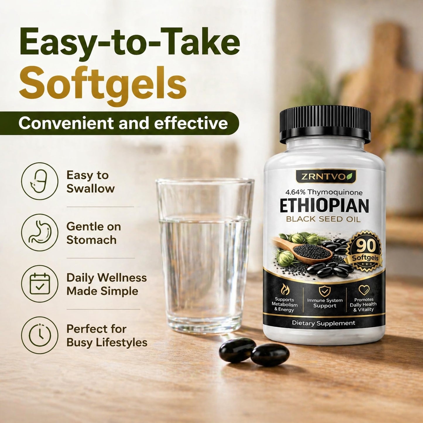 DAISYTREE Ethiopian Black Seed Oil Softgels 90-count