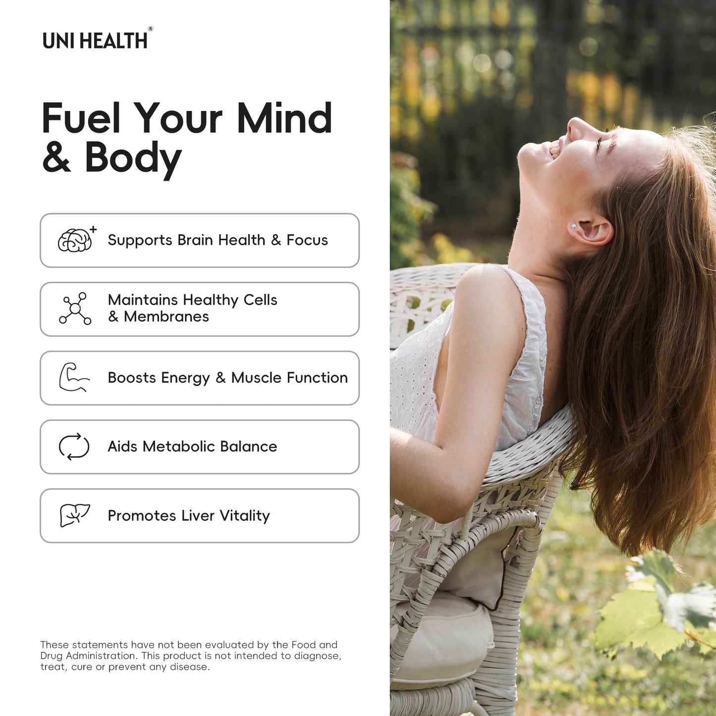UniHealth Choline 500 mg with VitaCholine, 60 Capsules