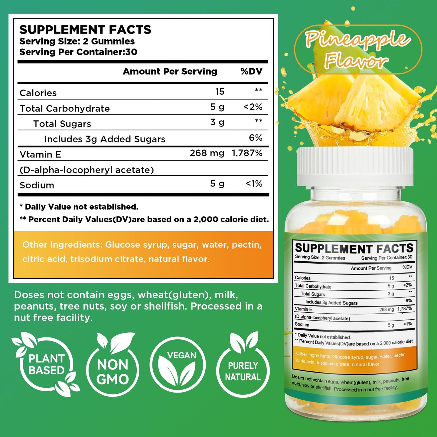 Laicuherb Vitamin E Gummies for Skin & Immune, 60 Count