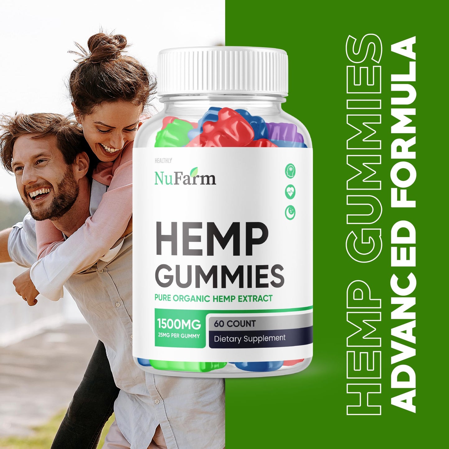 Purvia Nufarm Hemp Gummies Premium Blend, 25mg per Gummy, 120 Gummies