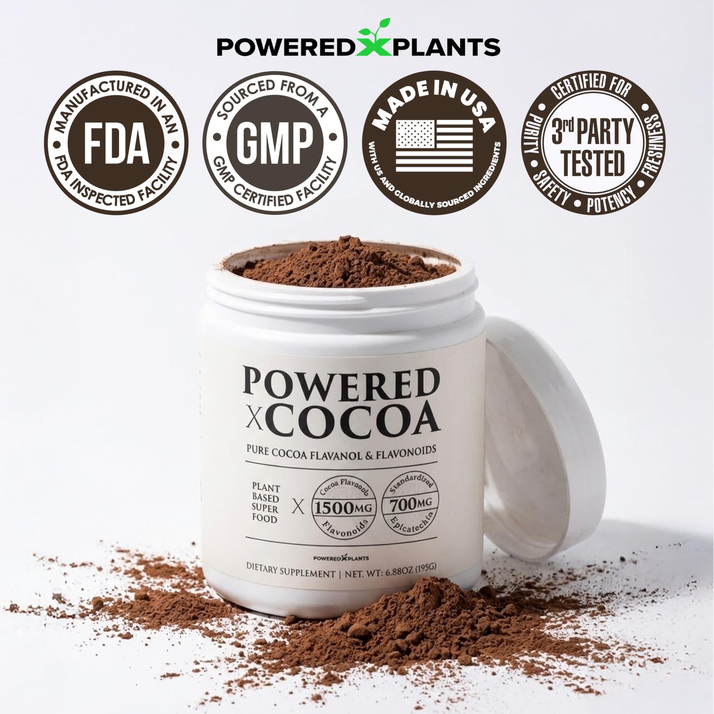Powered X Plants High Flavanol Cocoa Powder 6.88 oz