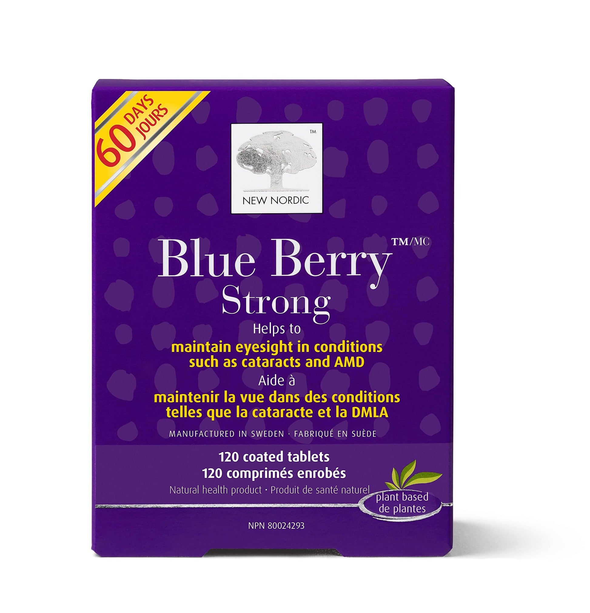 NEW NORDIC Blue Berry Eye Vitamin Supplement Daily Vision Support Tablet 60 Count