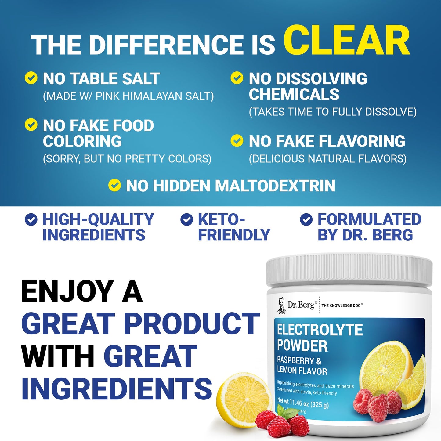 Dr. Berg Nutritionals Zero Sugar Hydration Keto Electrolyte Powder, 11.6 oz