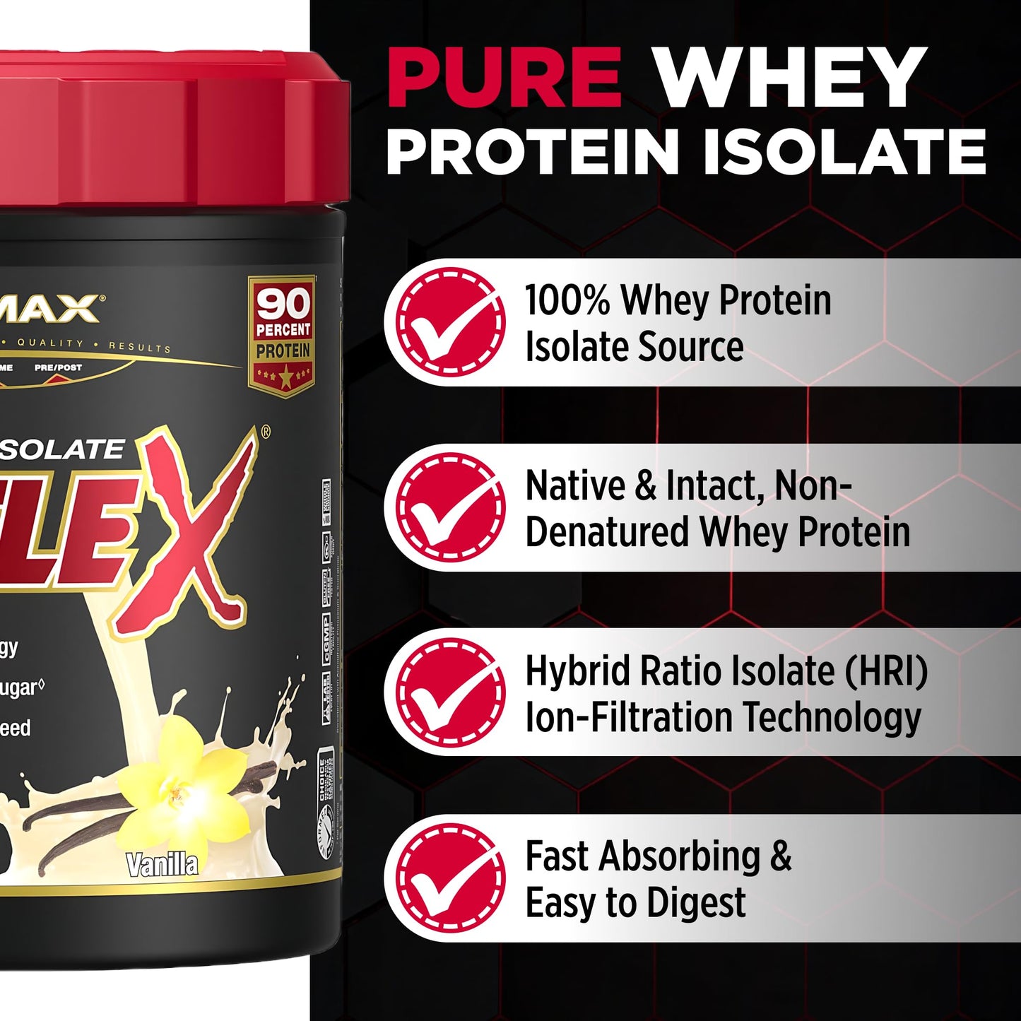 ALLMAX ISOFLEX Pure Whey Isolate Protein Powder Vanilla, 16 Servings