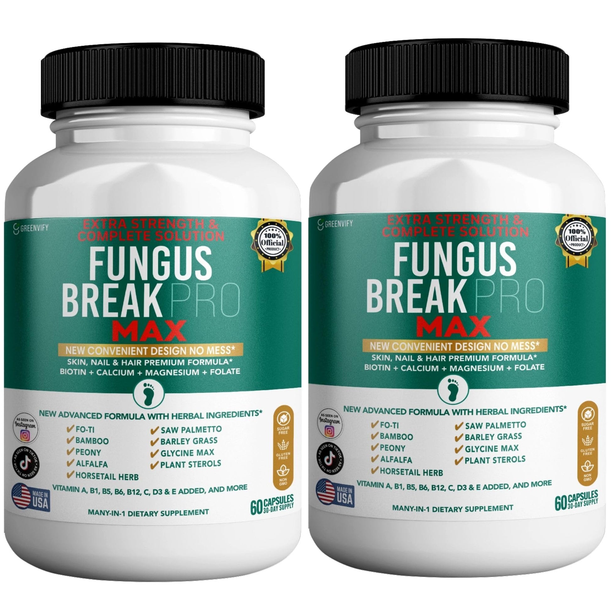 GREENVIFY Fungus Break Pro Max Nail & Hair Supplement Capsules 120