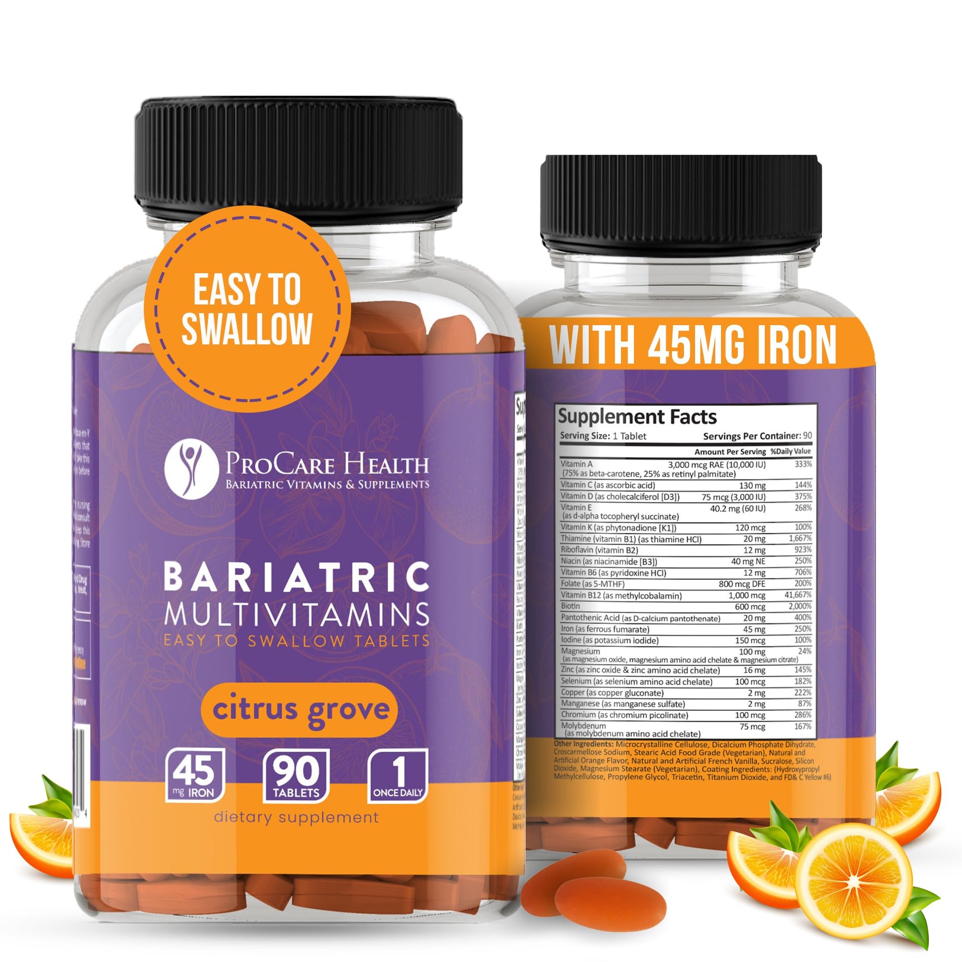 ProCare Health Bariatric Multivitamin with Iron 45mg Tablets, 90 Count