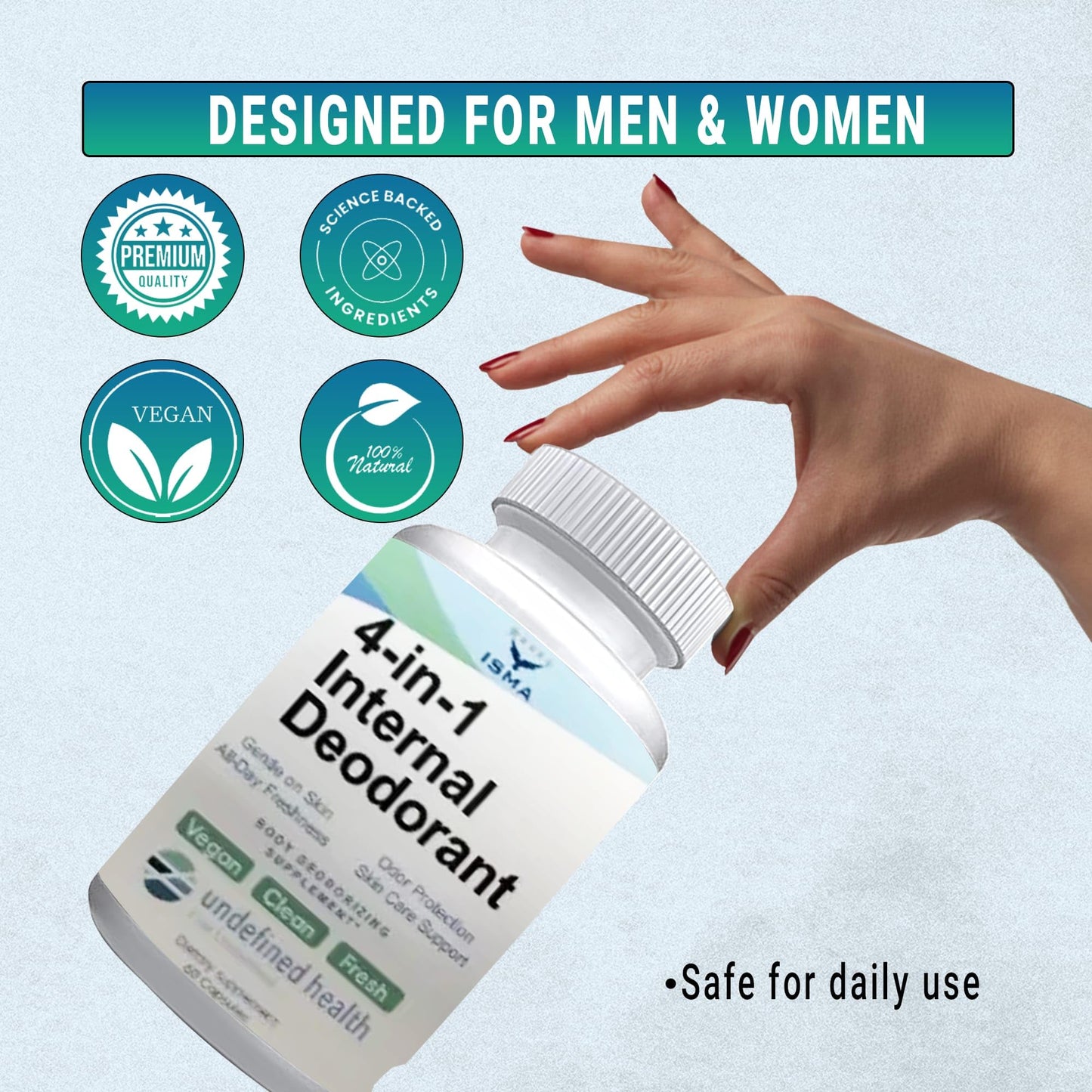ISMA 4-in-1 Internal Deodorant Capsules, 60 Count