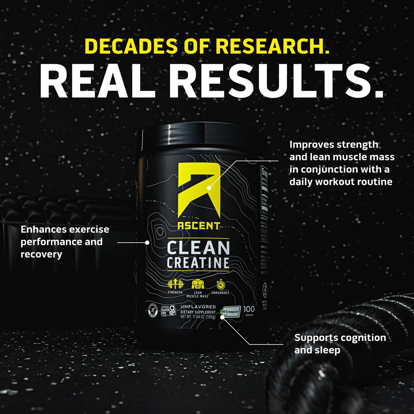 Ascent Clean Creatine Monohydrate Powder 100 Servings